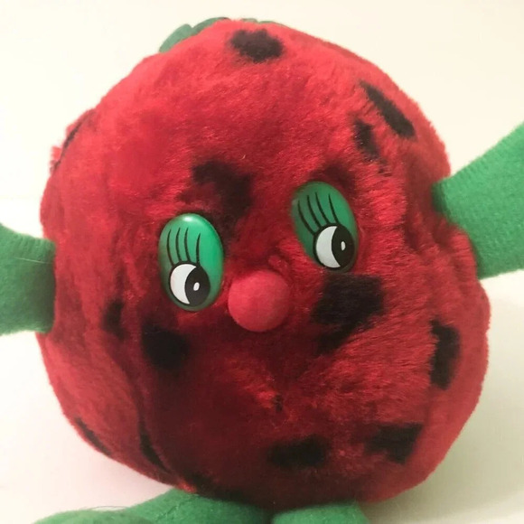 Vintage Fruit Plush Strawberry and Melon Anthropomorphic  Stuffed Toys Flaws - Picture 11 of 16